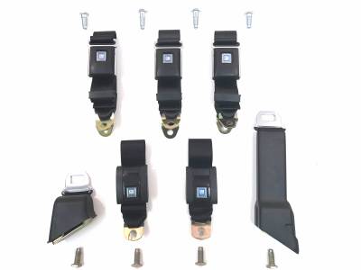 Complete 5 Passenger Seat Belt Set w/Hardware, Black, 69-72 Blazer