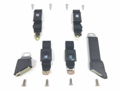 Complete 4 Passenger Seat Belt Set w/Hardware, Black, 69-72 Blazer