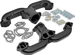 Motown Automotive - Exhaust Manifold Set, Cast Iron Rams Horn, Black Ceramic Coated, SBC, 69-72 Blazer